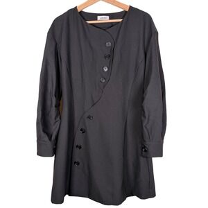 Lattelier Black Asymmetrical Button Front Long Sleeve Dress Womens Size S